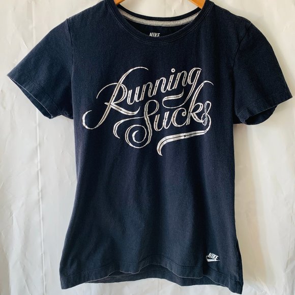 Nike Funny Running Sucks Activewear Workout Tee - Picture 1 of 7